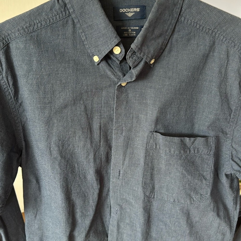 Dockers Men's Blue Button-Down Shirt